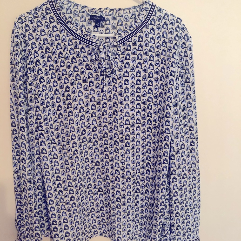 XL Talbots birdcage print blouse